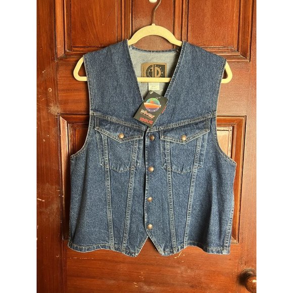 Vintage Steven Spielberg “Dive” Los Angeles NWT Denim Vest Sz M Deadstock NOS - Picture 2 of 12